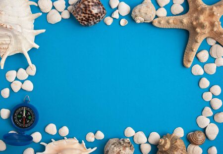 Frame in a marine style on a blue background
