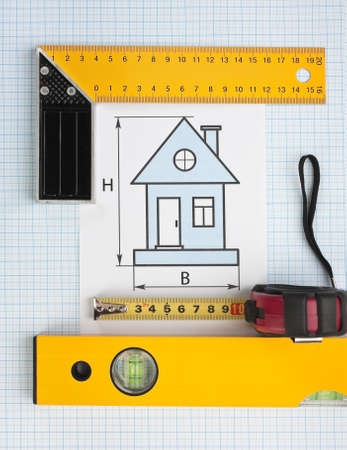 development drawings and tools on graph paper