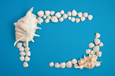 Frame in a marine style on a blue backgroundの写真素材