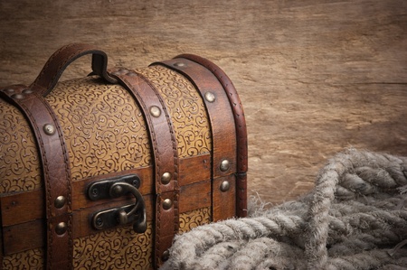 old chest and  rope, still lifeの写真素材