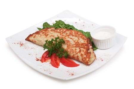 pancakes with spices isolated on white backgroundの写真素材