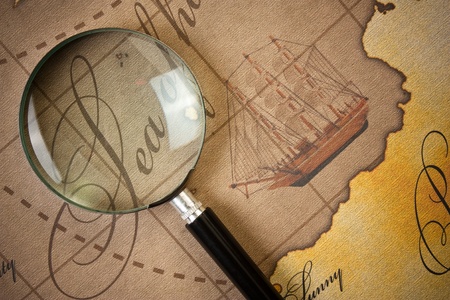 magnifier on a stylized mapの写真素材