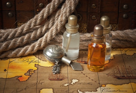 Vials of perfume oils, still-lifeの写真素材