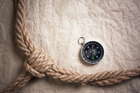 compass ,old paper and rope, still-lifeの写真素材