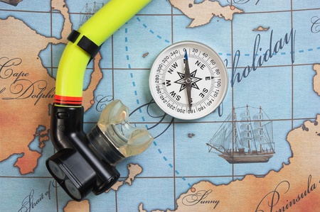 snorkel diving on the mapの写真素材