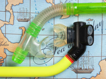 snorkel diving on the mapの写真素材