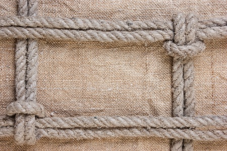 frame made of rope on the background of the canvas