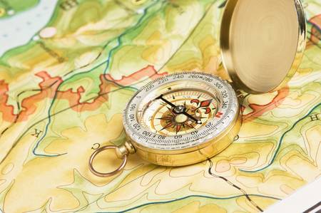 compass on a mapの写真素材