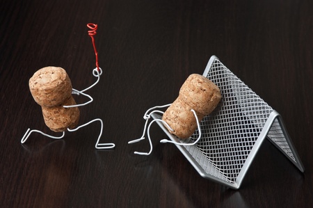two wine corks, datingの写真素材