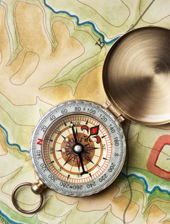 compass on a mapの写真素材