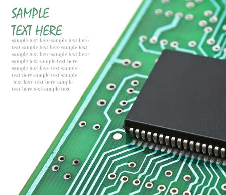  microchips on a printed circuit board  isolated on white background
