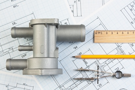 automotive parts and drawingの写真素材