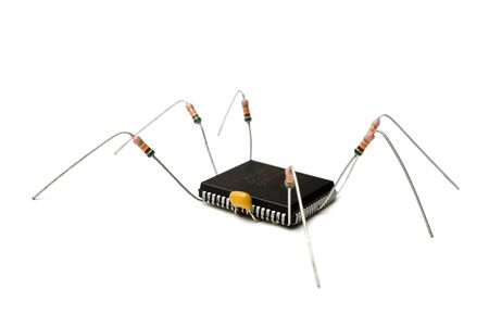 stylized computer virus of electronic components isolated on white backgroundの写真素材