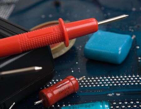 old electronic components and printed circuit boardの写真素材