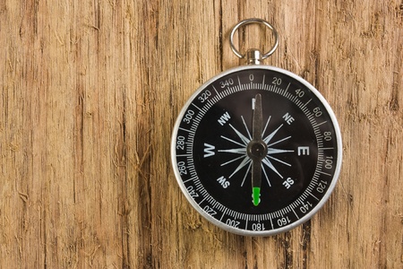 compass on old wooden backgroundの写真素材