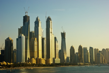 view of the city Dubai by the Bay Creek, UAEの写真素材