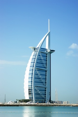 DUBAI, UNITED ARAB EMIRATES - OCTOBER 13: A general view of the world's first seven stars luxury hotel Burj Al Arab "Tower of the Arabs", also known as "Arab Sail" on October 13, 2011 in Dubai, UAE のeditorial素材