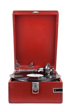 Vintage gramophone isolated on white backgroundの写真素材