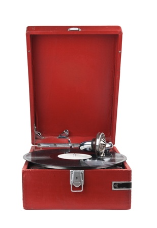 Vintage gramophone isolated on white backgroundの写真素材