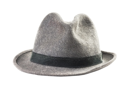 Men's classic fedora isolated on white backgroundの写真素材