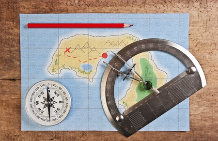 drawing maps of the coral islandsの写真素材