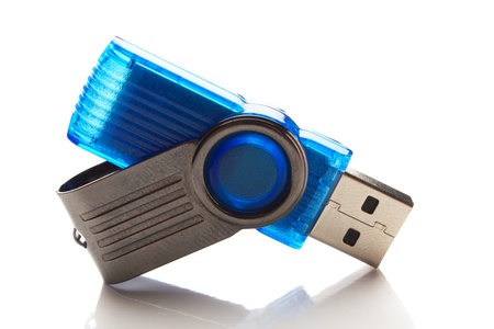 Portable usb flash drive isolated on white background の写真素材