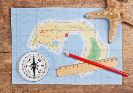 drawing maps of the coral islandsの写真素材