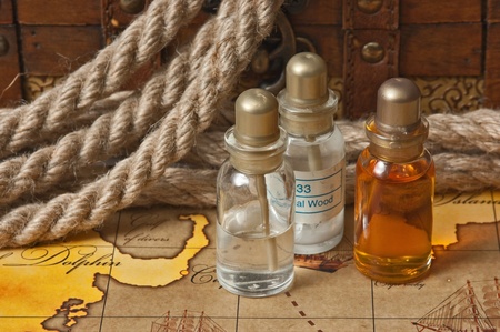 Vials of perfume oils, still-lifeの写真素材