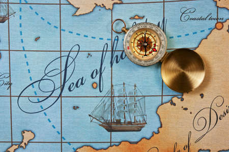 compass on a stylized map