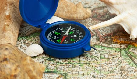 old map and compass, still life