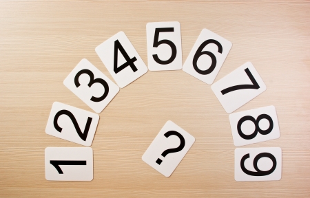 School card with numbers on the tableの写真素材