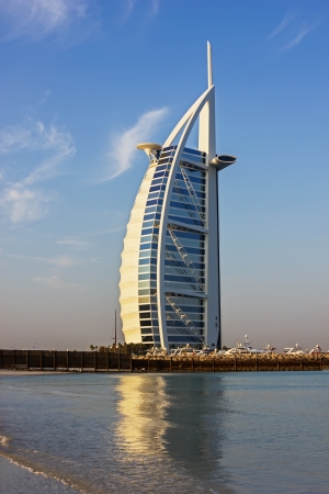 DUBAI, UAE-NOVEMBER 15: A general view of the world's first seven stars luxury hotel Burj Al Arab "Tower of the Arabs" on November 15, 2012 in Dubai. Also known as "Arab Sail"のeditorial素材