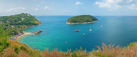 Panorama view of the Andaman Sea from the viewing point, Phuket , South of Thailand の写真素材