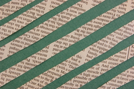 Collage cut from newspaper on green backgroundの写真素材