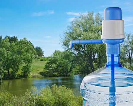 bottle of water with water pumpの写真素材