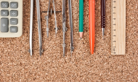 stationery on the cork boardの写真素材