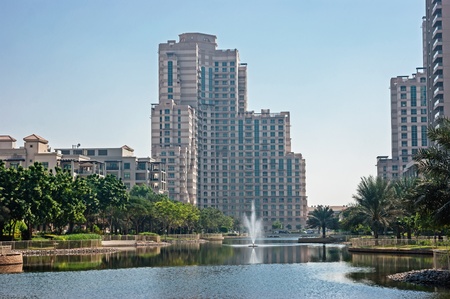 General view of the Dubai Marina district Greens, on November 12, 2012, Dubai, UAE. Dubai was the fastest developing city in the world between 2002 and 2008.の写真素材