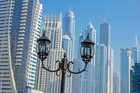 DUBAI, UAE - NOVEMBER 13  Modern buildings in Dubai Marina, on November 13, 2012, Dubai, UAE  Dubai was the fastest developing city in the world between 2002 and 2008 のeditorial素材