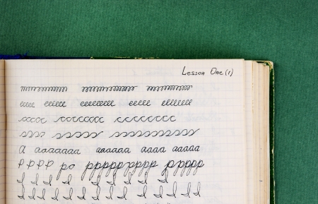 old school exercise book in Englishの写真素材