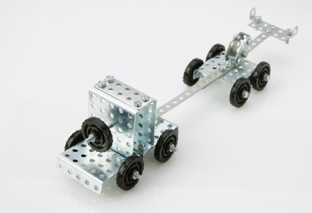 truck tractor toy - metal kit for construction isolated on white backgroundの写真素材