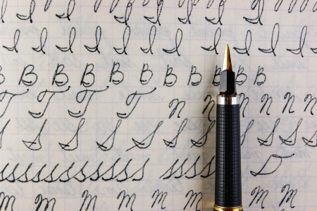 old school exercise book in English