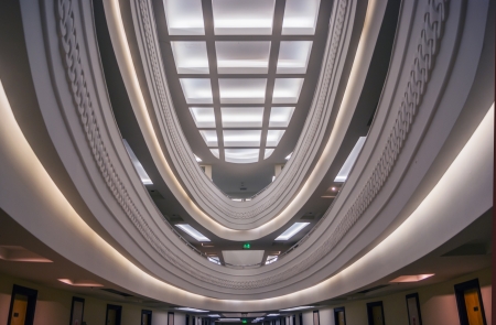 ALANYA, TURKEY - JULY 17: Interior of the hotel Vikingen Quality Resort. Hotel has 450 rooms and 13,000 square meters area on July 17, 2013 in Alanya, Turkeyのeditorial素材