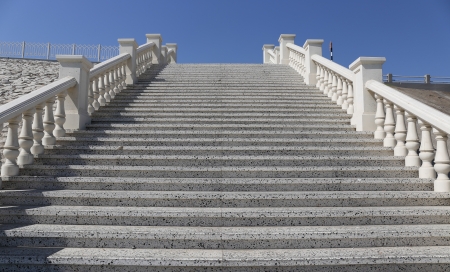 stone staircase and blue skyの写真素材
