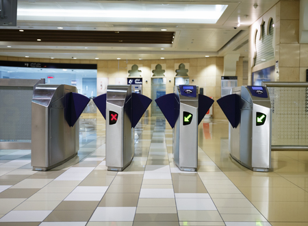DUBAI, UAE - NOVEMBER 9: Interior of metro station in Dubai. Metro as world's longest fully...