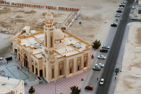 Mosque at sunrise in Sharjah, United Arab Emirates
