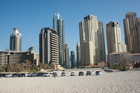 DUBAI, UAE - NOVEMBER 16: Modern buildings in Dubai Marina, on November 16, 2012, Dubai, UAE. Dubai was the fastest developing city in the world between 2002 and 2008.のeditorial素材
