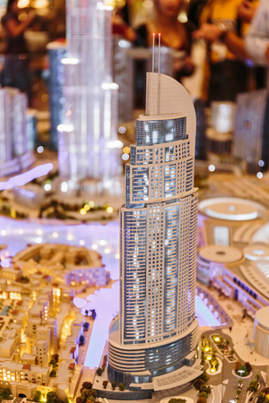 DUBAI, UAE - OCTOBER 31, 2013: Layout of the city in luxuty Dubai Mall. At over 12 million sq ft, it is the world's largest shopping mall based on total area.のeditorial素材