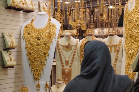 Gold market in Dubai, Deira Gold Souqのeditorial素材