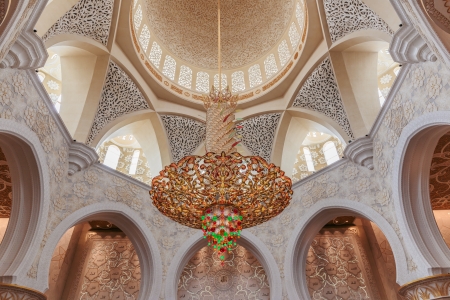 ABU DHABI, UNITED ARAB EMIRATES - NOVEMBER 5, 2013: Decorative element in the Sheikh Zayed Grand Mosque in Abu Dhabi. The famous Sheikh Zayed mosque is the largest mosque in UAEのeditorial素材