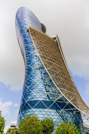 ABU DHABI, UAE - NOVEMBER 5, 2013: The Capital Gate Tower in Abu Dhabi, This is certified as the World's Furthest Leaning Manmade in the world.のeditorial素材